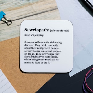 Sewciopath Coaster: Funny Sewing Gift