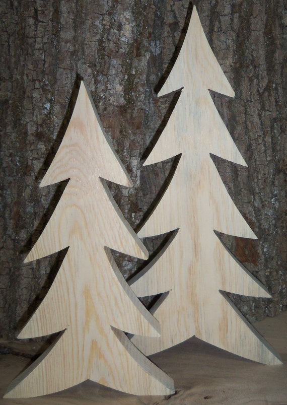 2er - Set Weihnachtsbäume, Holzbäume, Naturholz, Tischdeko, Fensterdeko, Holz, Deko