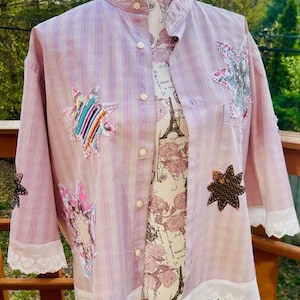 ANDY - Ladies Upcycled Handsewn Cropped Top/Jacket - Size Large