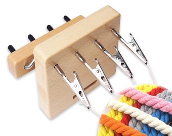 Wood Yarn Fringe Twister with 4 Clips, Tassel Rope Maker Tool, Quickly Twisting