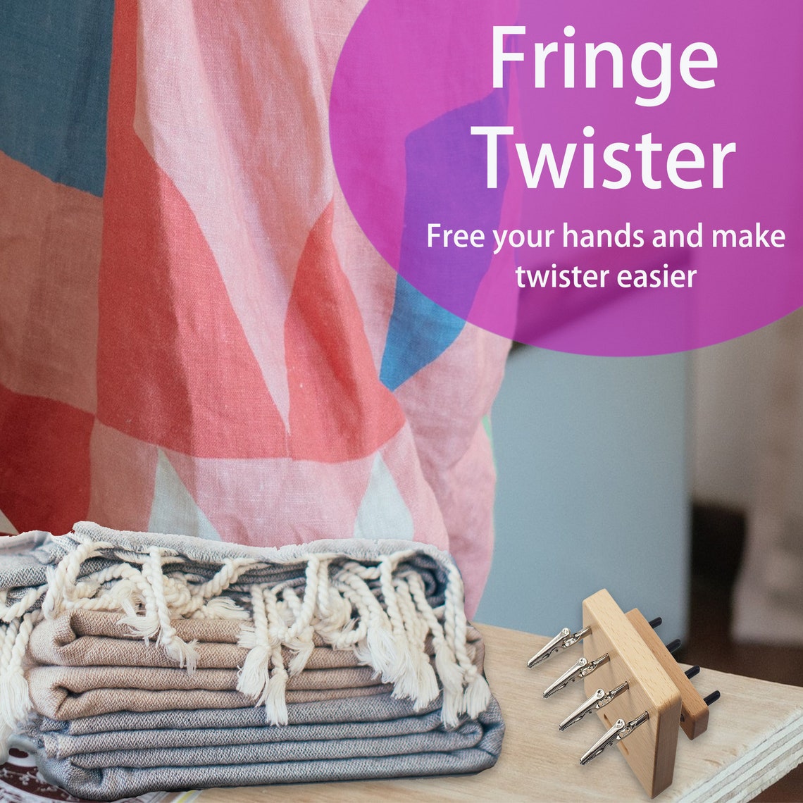 Fringe Twister With 4 Clips Wood Cord Maker Tool for Quickly Etsy UK