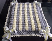 Beautiful grey and lemon Baby Pom Pom Blanket