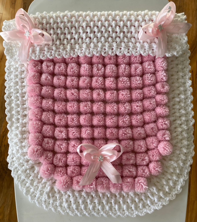 Beautiful Pink and White Baby Pom Pom Blanket Etsy UK
