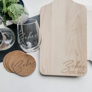 ultimate gift bundle. charcuterie board. wine glass. custom wedding gift. newlyweds. housewarming. Giftbox. wedding shower. client gift.zehr image 10