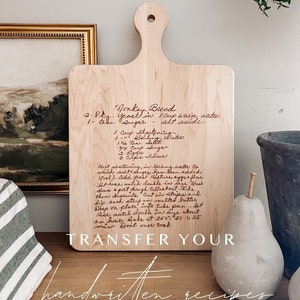 handwritten recipe engraved cutting board | 18"recipe board| laser engraved| recipe transfer|zehr engraving| Good morning America gift guide