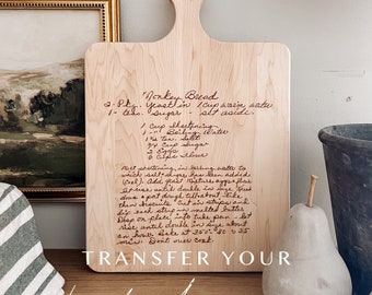 handwritten recipe engraved cutting board | 18"recipe board| laser engraved| recipe transfer|zehr engraving| Good morning America gift guide