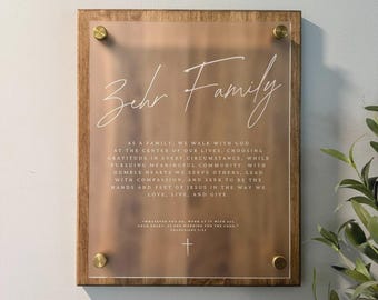 Personalized Family Values Sign. Custom Family Mission Statement. Modern Christian Wall Decor. Acrylic Family Sign.