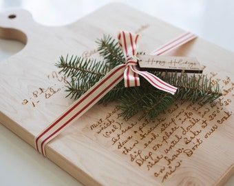 Engraved Recipe Cutting Board, Handwritten Family Recipe, Christmas Gift