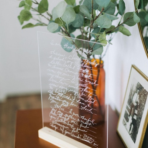 Handwritten Letter Transferred to Acrylic. Laser Engraved. Etsy