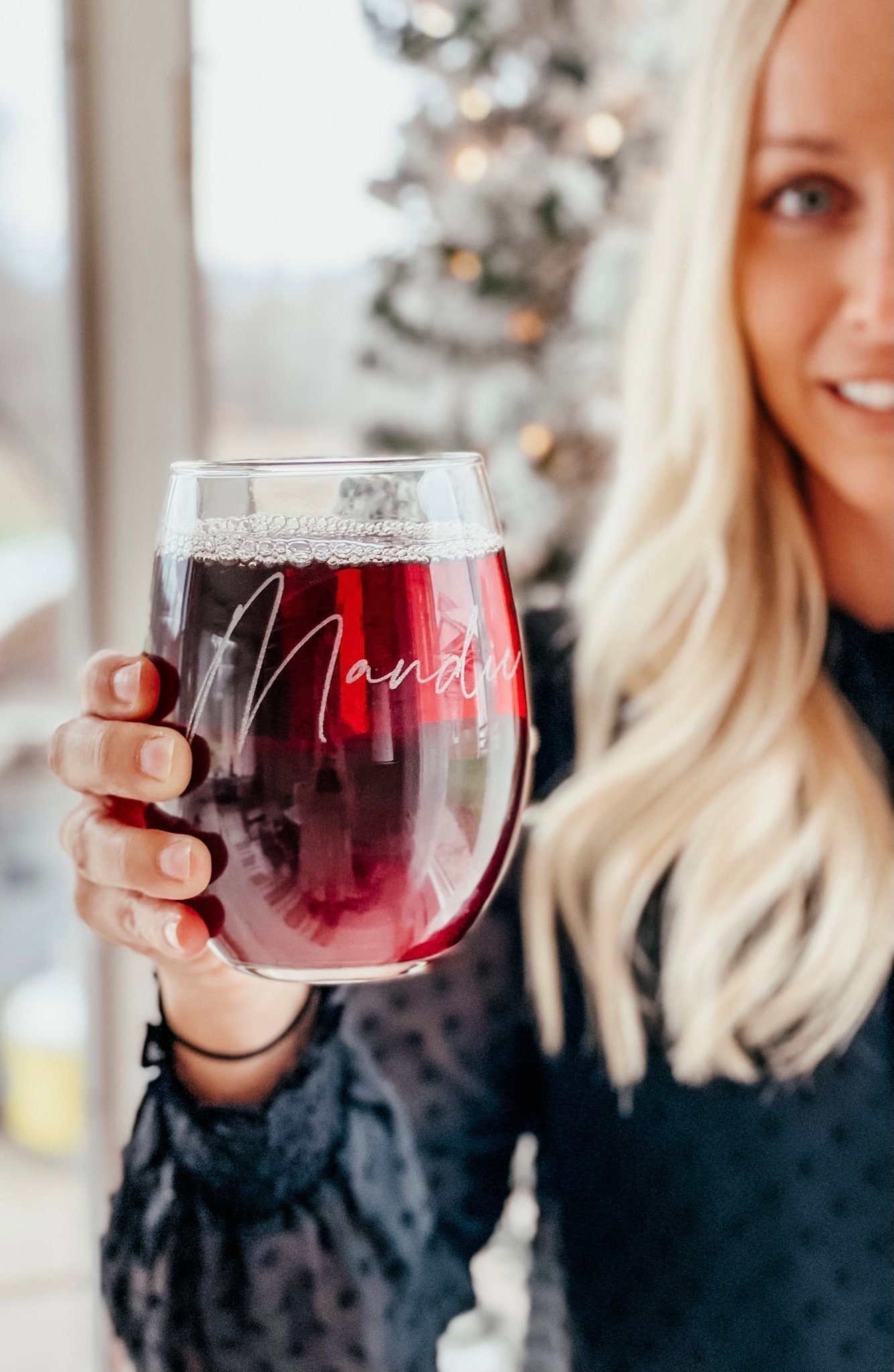 Nom de Famille Gravé Verre à Vin | Personnalisé Cadeau Pour Les Jeunes Mariés Crémaillère en Demoise