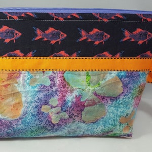 Bolsa grande Raggity: bolsa com zíper de peixe, embreagem, bolsa, cosméticos, maquiagem, projeto, bolsa de viagem
