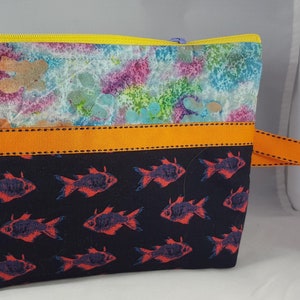 Bolsa grande Raggity: bolsa com zíper de peixe, embreagem, bolsa, cosméticos, maquiagem, projeto, bolsa de viagem