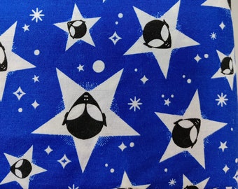 Vintage Fat Quarter: Starry Aliens on blue quilting fabric