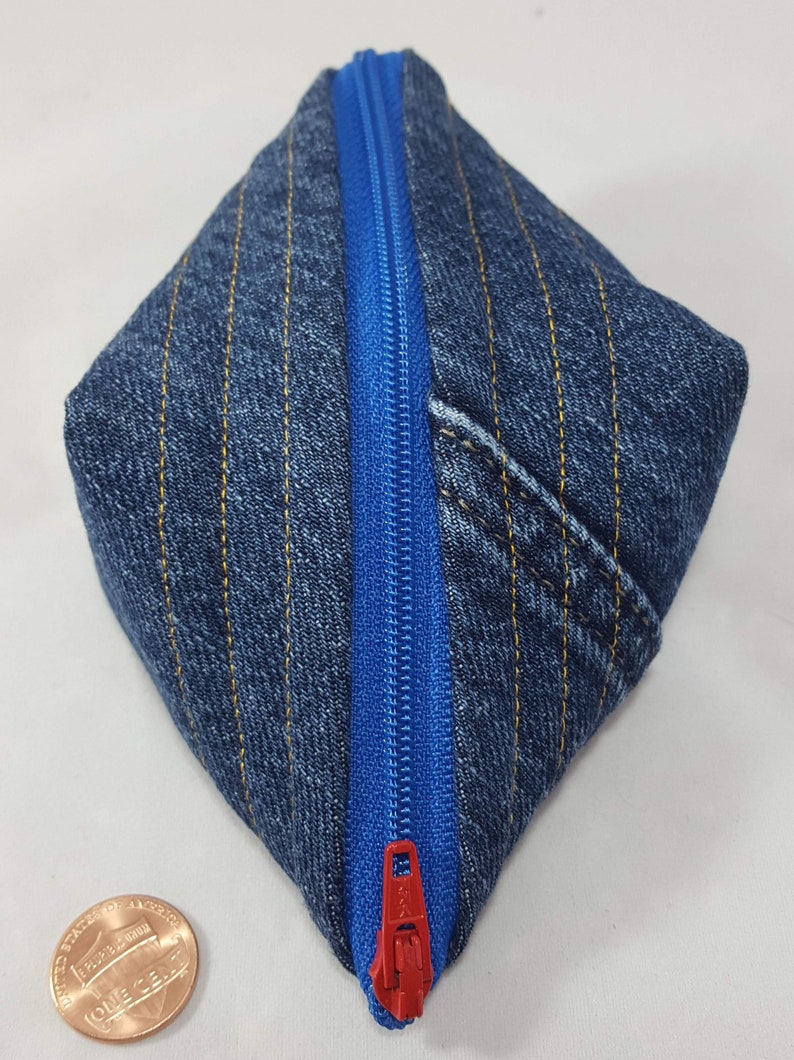 tiny pouch coin purse notions bag gamer gaming dice pod Raggity Pod The Lumberjack: recycled denim flannel sweetpea pod