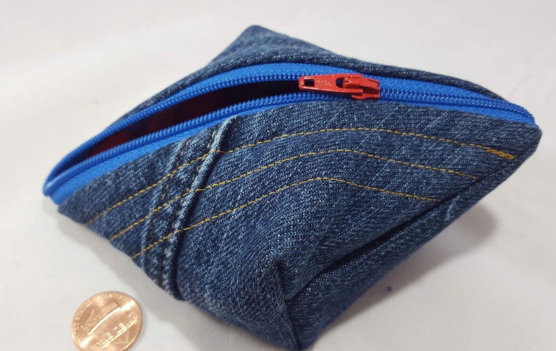 tiny pouch coin purse notions bag gamer gaming dice pod Raggity Pod The Lumberjack: recycled denim flannel sweetpea pod