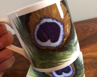 Peacock feather mug