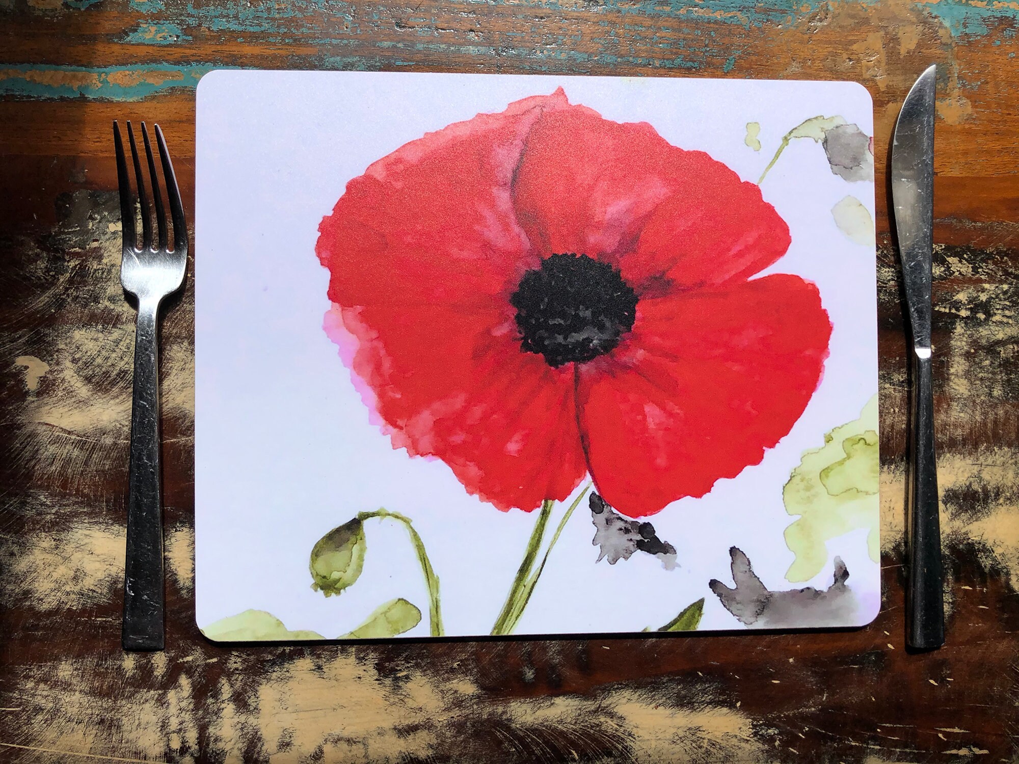 Poppy placemats red poppy picture red poppy tableware Etsy