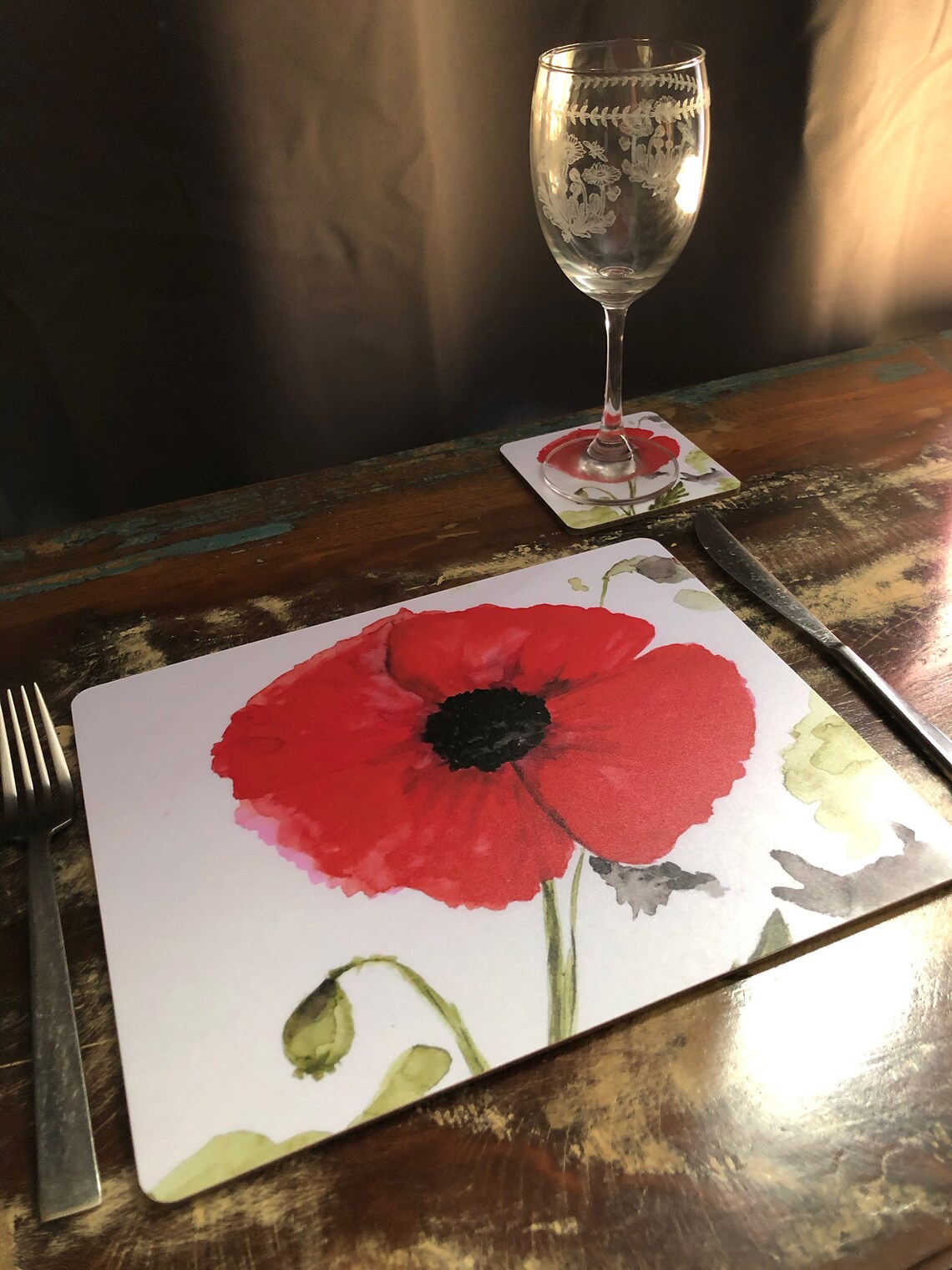 Poppy placemats red poppy picture red poppy tableware Etsy