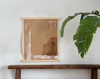 Original Abstract Painting on Raw Canvas: Wabi-Sabi Wall Art (26x31)