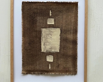 Organic Abstract Textile Art: Hand-Painted Rustic Cotton Canvas, Optional frames and canvas