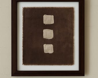 Organic Abstract Textile Art: Hand-Painted Rustic Cotton Canvas