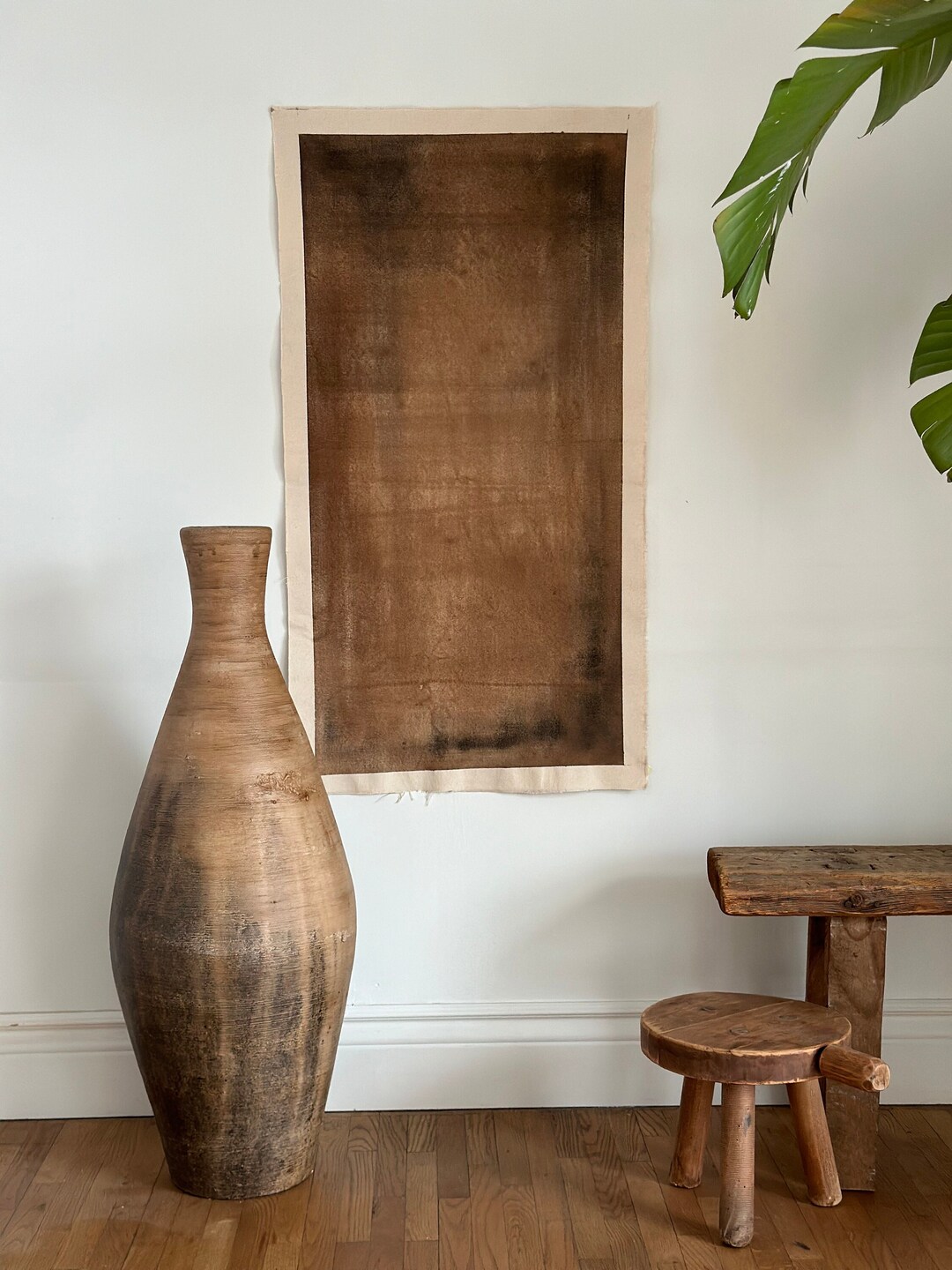 XL Floor Vase Aged Vessel 32'' Tall Rustic Etsy