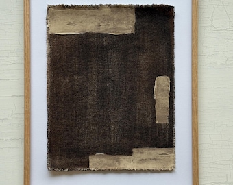 Organic Abstract Textile Art: Hand-Painted Rustic Cotton Canvas, Optional frames and canvas