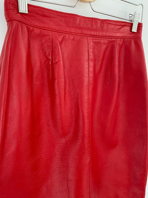 VINTAGE - Red soft leather skirt - genuine leather