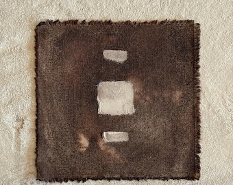 Organic Abstract Textile Art: Hand-Painted Rustic Cotton Canvas