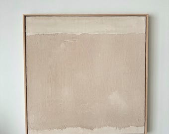Beiges Abstrakte Kunst: 30x30 Originales Gemälde , Roheiche mit Rahmen