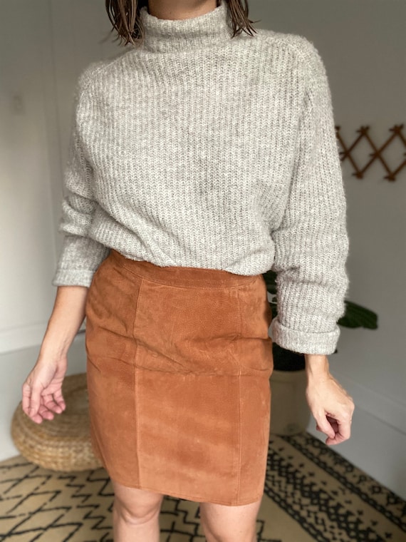 VINTAGE - 1990'S Suede skirt - 100% genuine leathe