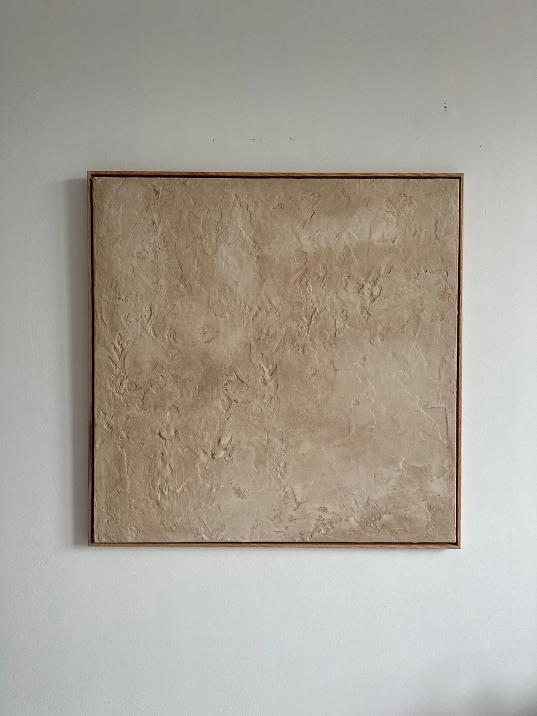 Large Abstract Art, Original Painting, Raw Oak Wood Framed Artwork