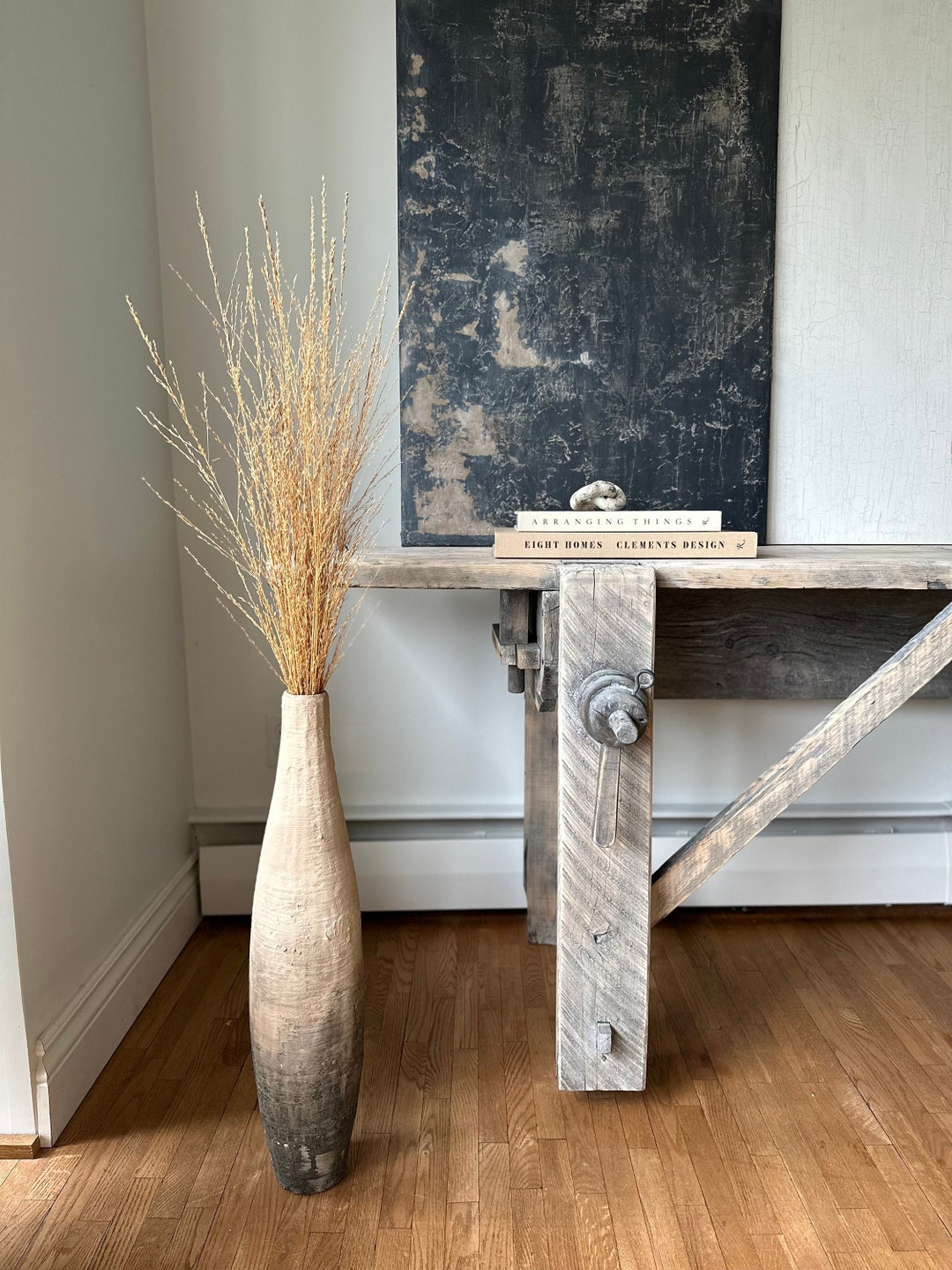 XL Floor Vase Aged Vessel Stone Textured Vase 24'' Etsy