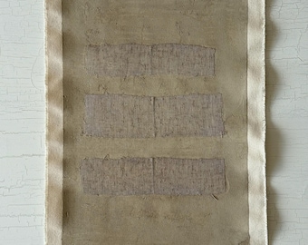 Wabi-Sabi Abstract Painting: 12x16 Raw Cotton Textile Art