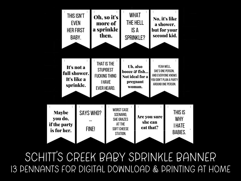 Schitt s creek baby sprinkle printable banner 13 pennants for diy