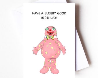 Carte d'anniversaire inspirée des années 90 pour Mr Blobby