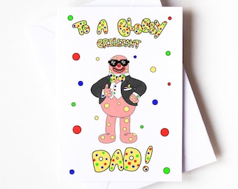 Carte de fête des pères inspirée des années 90 pour M. Blobby