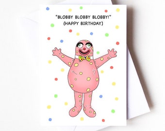 Carte d'anniversaire inspirée de Mr Blobby des années 90