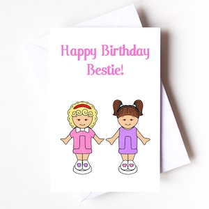 Carte d'anniversaire Bestie inspirée des jouets Polly Pocket des années 90