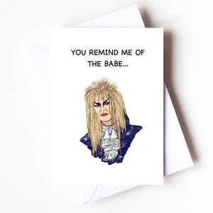 Tarjeta inspirada en el laberinto de David Bowie y Jareth el Rey Goblin