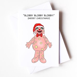 Karta świąteczna inspirowana latami 90., Mr Blobby