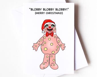 Carte de Noël inspirée des années 90 pour Mr Blobby