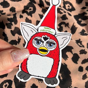 Vintage 90’s cute Furby toy Christmas sticker