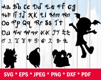 Vampirina font, vampirina SVG alphabet letters with silhouette Bundle