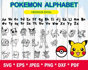 Pokemon Font Pokemon Svg Alphabet Letters Pokemon Svg Files Download 14585 Free Commercial Use Script Fonts