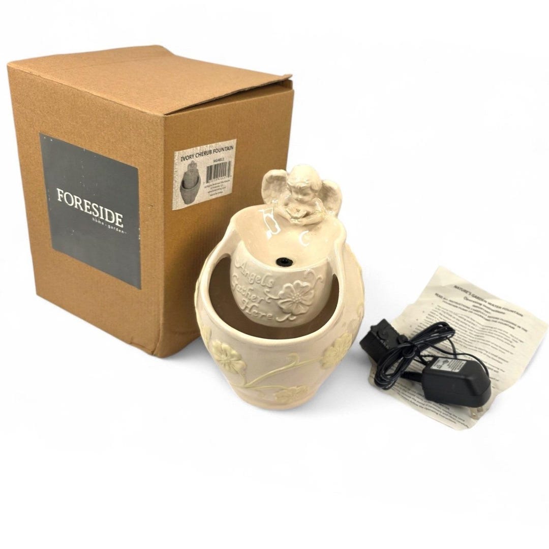 Foreside Box Foreside Ivory Cherub Tabletop Water Fountain Angels Gather Here ...