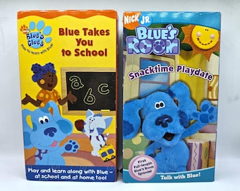 2 Blue&#39;s Clues VHS Tapes Snacktime Playdate and Blue Takes You To School Blue&#39;s Room Episode Nick Jr Play To Learn Talk With Home Video