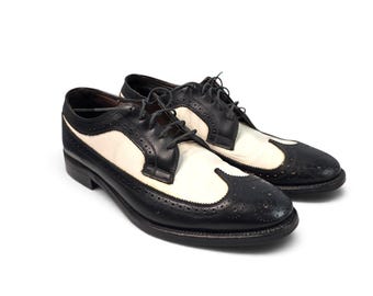 Vintage Jarman The Ranger Spectator Shoes Black White Wingtip Brogue Oxford 10 D