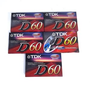 5 TDK D60 Blank Audio Cassettes New Sealed 60 Minute High Output IEC I Type I