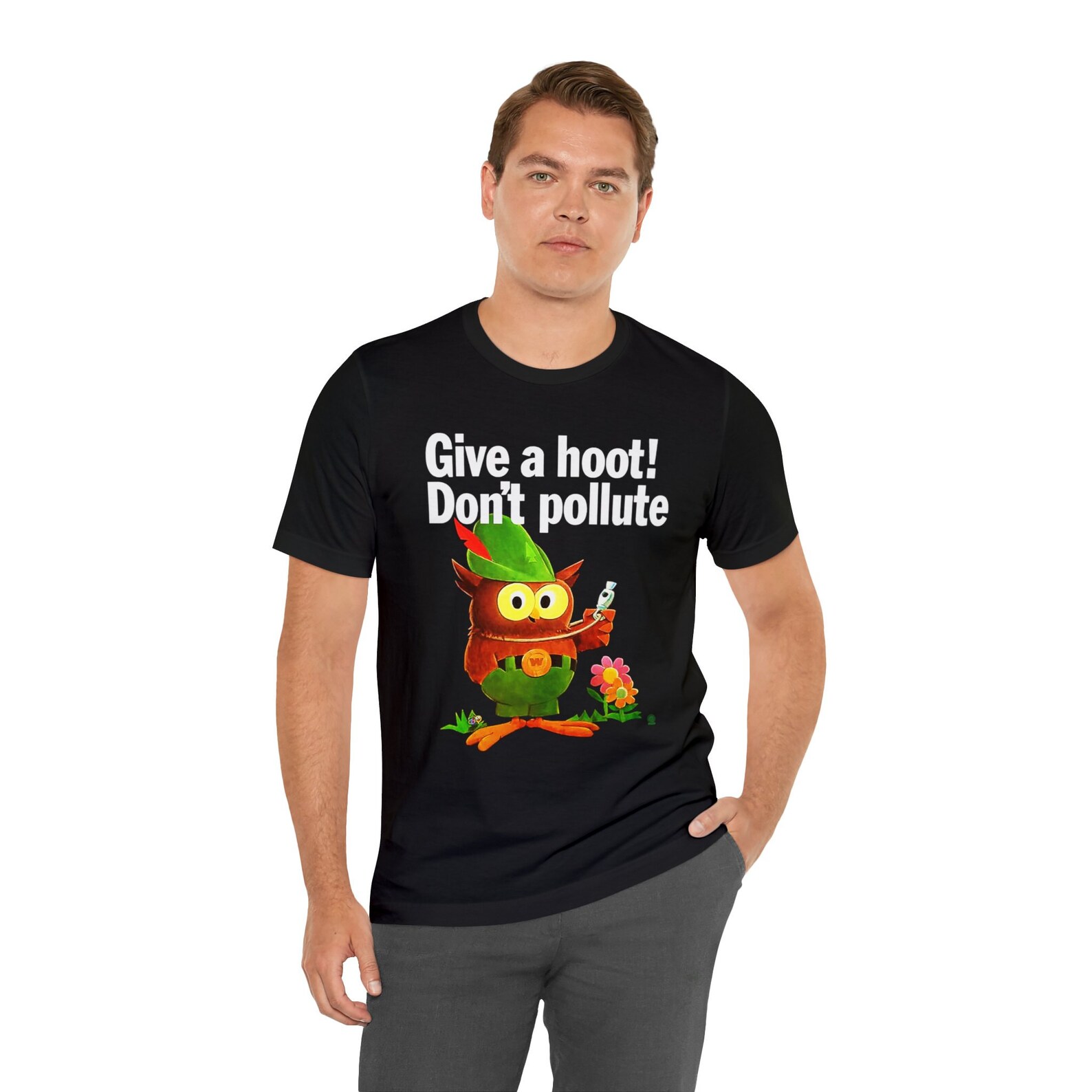 Give A Hoot Don't Pollute Woodsy Owl Short Sleeve Tee No Pollution - Etsy